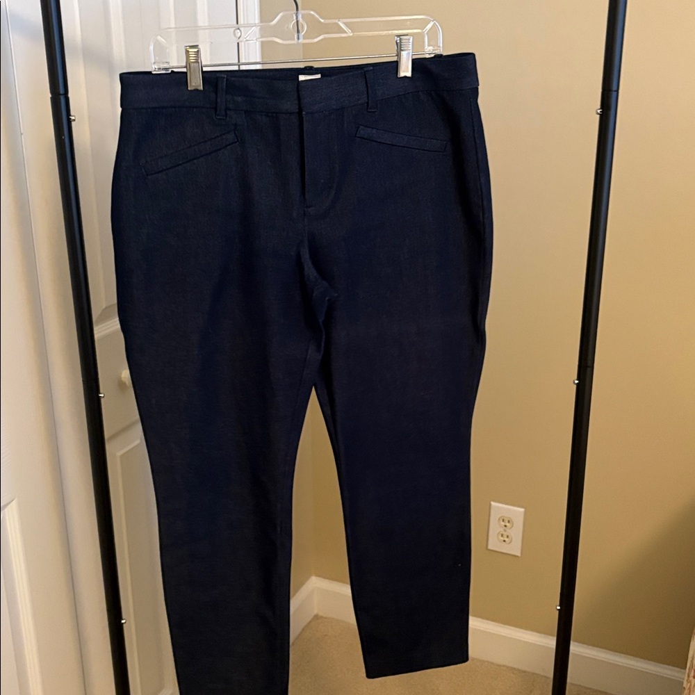 Dark Blue Trousers denim like material. Worn once.